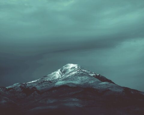 black and teal mountain